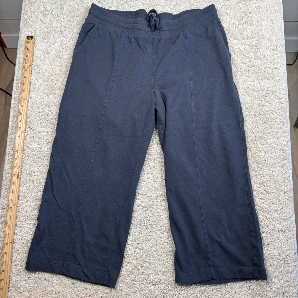 Terra & Sky Womens 1X 16W-18W Gray Crop Pants Drawstring Wide‎ Leg Terry Cloth